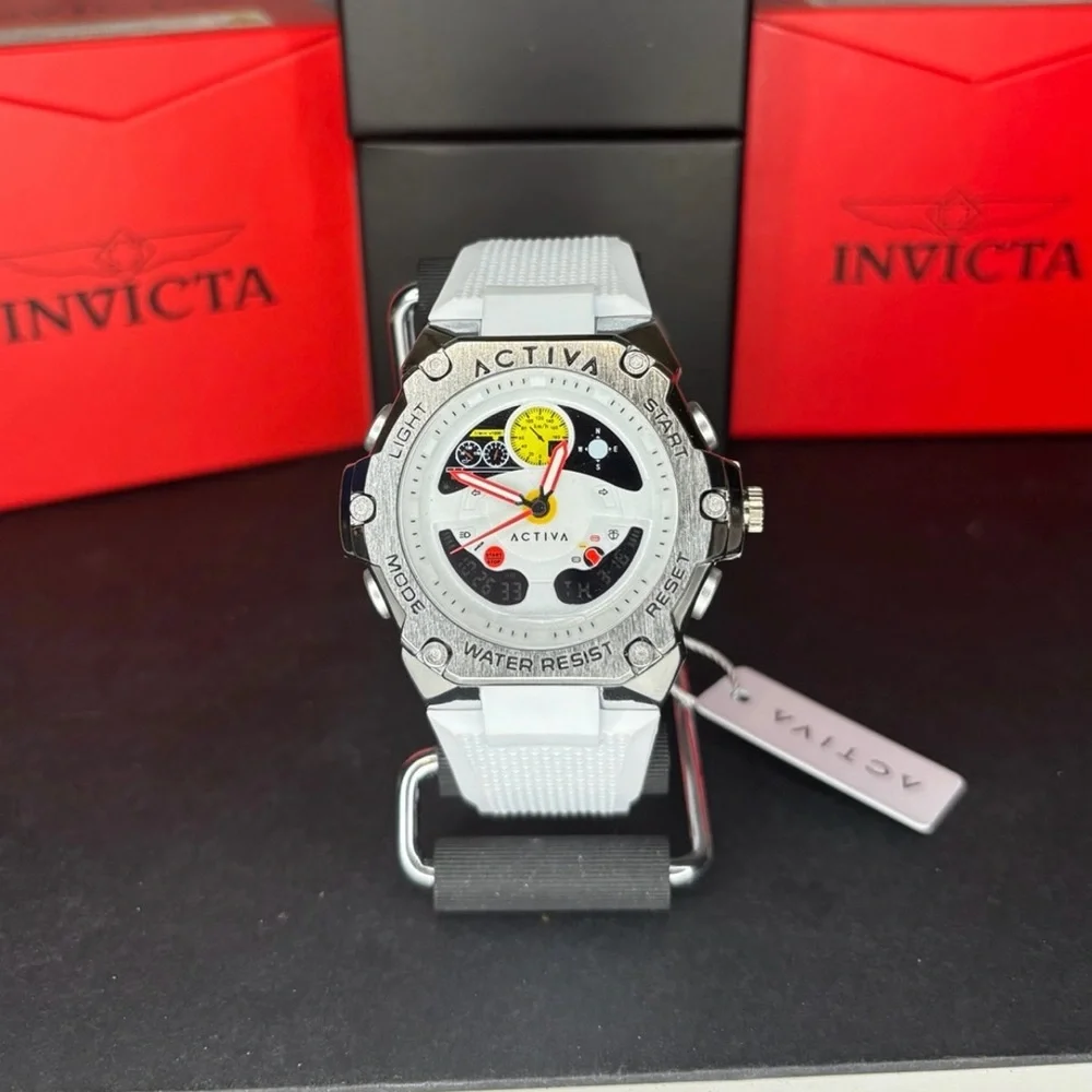 Activa X Invicta Digital Men's Watch - 55mm, White (ACW8092-004)